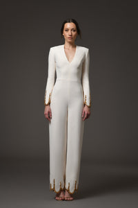 Her Trove-Crepe Jumpsuit With Embroidery