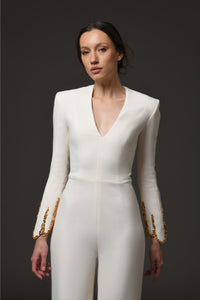 Her Trove-Crepe Jumpsuit With Embroidery