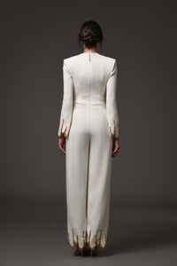 Her Trove-Crepe Jumpsuit With Embroidery