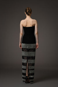 Her Trove-Corseted Crepe Dress With Crystals