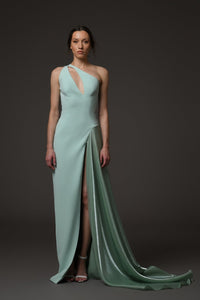Her Trove-Crepe Dress With Shimmery Organza