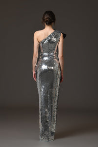 Her Trove-Sequined Asymmetric Dress 