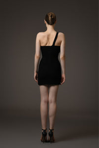 Her Trove-Short Crepe Dress Featuring Bow