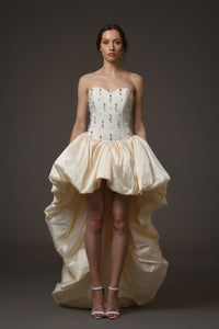Her Trove-Corseted Short Crepe Dress