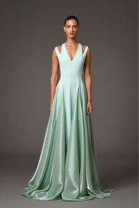 Her Trove-Crepe Dress With A-Line Organza