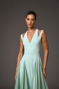Her Trove-Crepe Dress With A-Line Organza