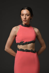 Her Trove-Crepe Dress With Waist Cut-Outs