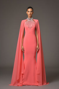 Her Trove-Crepe Dress With Baguette Beading