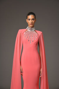 Her Trove-Crepe Dress With Baguette Beading