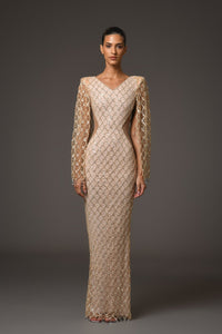 Her Trove-Fully Embroidered Dress With Crystals