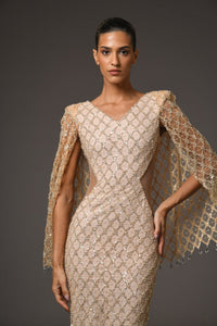 Her Trove-Fully Embroidered Dress With Crystals