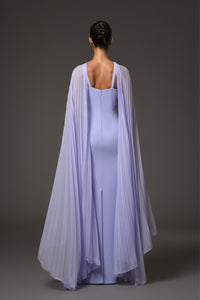 Her Trove-Crepe Dress With Chiffon Cape