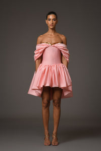 Her Trove-Short Crepe Dress With Embroidery
