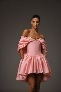 Her Trove-Short Crepe Dress With Embroidery