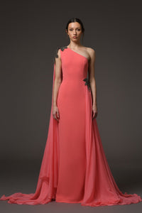 Her Trove-Asymmetric Crepe Embroidered Dress