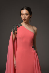 Her Trove-Asymmetric Crepe Embroidered Dress