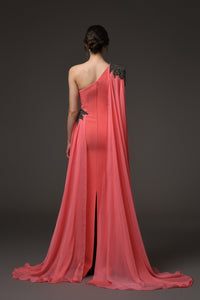 Her Trove-Asymmetric Crepe Embroidered Dress