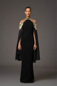 Her Trove-Crepe Dress With Cape Sleeves