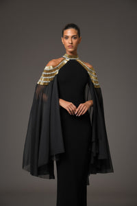 Her Trove-Crepe Dress With Cape Sleeves