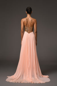Her Trove-Halter Neck Pleated Dress