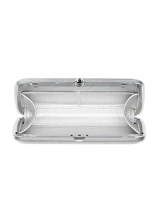 HERTROVE-Silver Statement Clutch with Clasp Closure & Palladium-plated Hardware