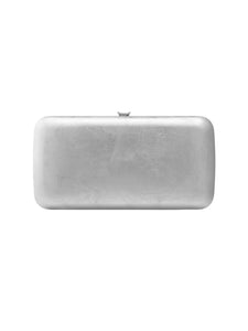 HERTROVE-Silver Statement Clutch with Clasp Closure & Palladium-plated Hardware