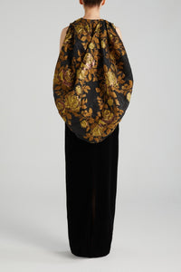 HerTrove-Halter Dress with Draped Cocoon Back and Fil-Coupé Detail