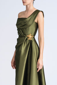 HerTrove-One Shoulder Dress With Side Drapes