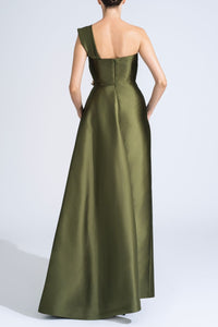 HerTrove-One Shoulder Dress With Side Drapes