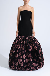 HerTrove-Strapless Gown With Poofy Details