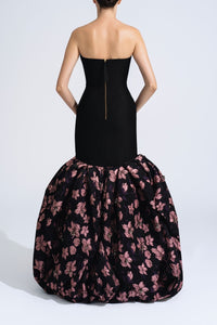 HerTrove-Strapless Gown With Poofy Details