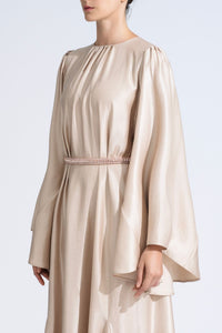 HerTrove-Lame Dress With Beaded Belt