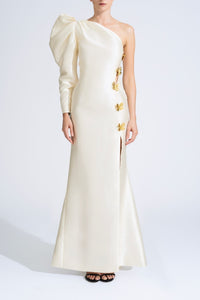 HerTrove-One sleeve taffeta dress
