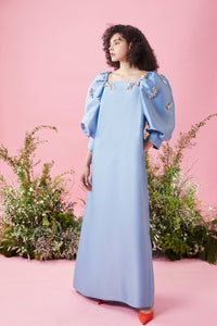 HerTrove-A line taffeta dress with crystal embellishments