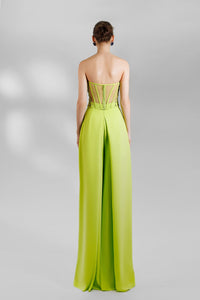 HerTrove-Beaded see-through top with flared pants