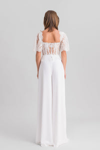 HerTrove-Lace top with flared pants