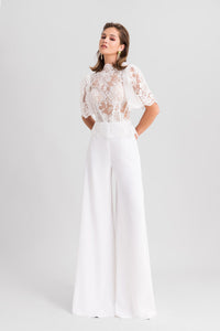 HerTrove-Lace top with flared pants