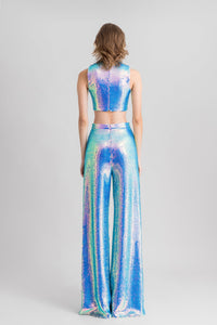HerTrove-Crop top with sequined wide pants