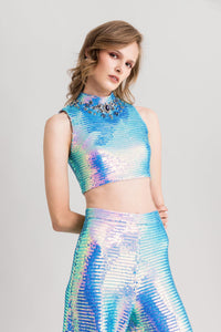 HerTrove-Crop top with sequined wide pants