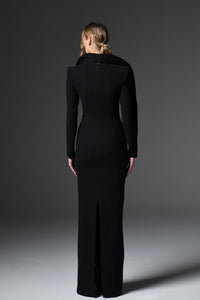 Her Trove-Embroidered collar crepe dress