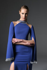 Her Trove-Crepe gown with crystal embellishments