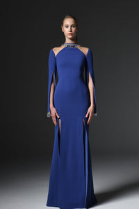Her Trove-Crepe gown with crystal embellishments