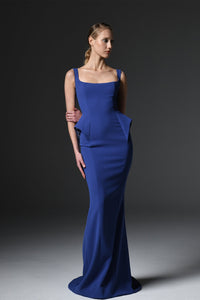 Her Trove-Sleeveless mermaid silhouette crepe gown