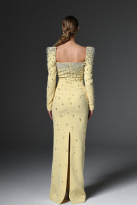 Her Trove-Structured sleeves embroidered dress