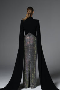Her Trove-Crepe dress with cape sleeves