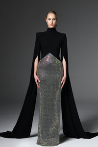 Her Trove-Crepe dress with cape sleeves