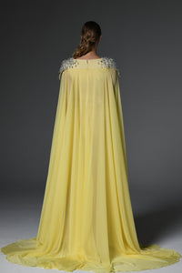 Her Trove-Embroidered crepe dress with chiffon cape