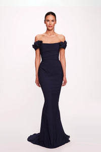 Her Trove-Off Shoulder Crepe Dress