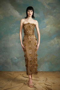 Her Trove-Emroidered Strapless Midi Dress