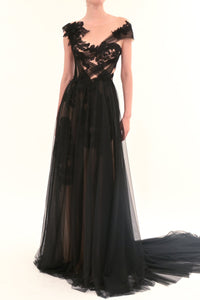 Her Trove-Chiffon See-Through Long Dress